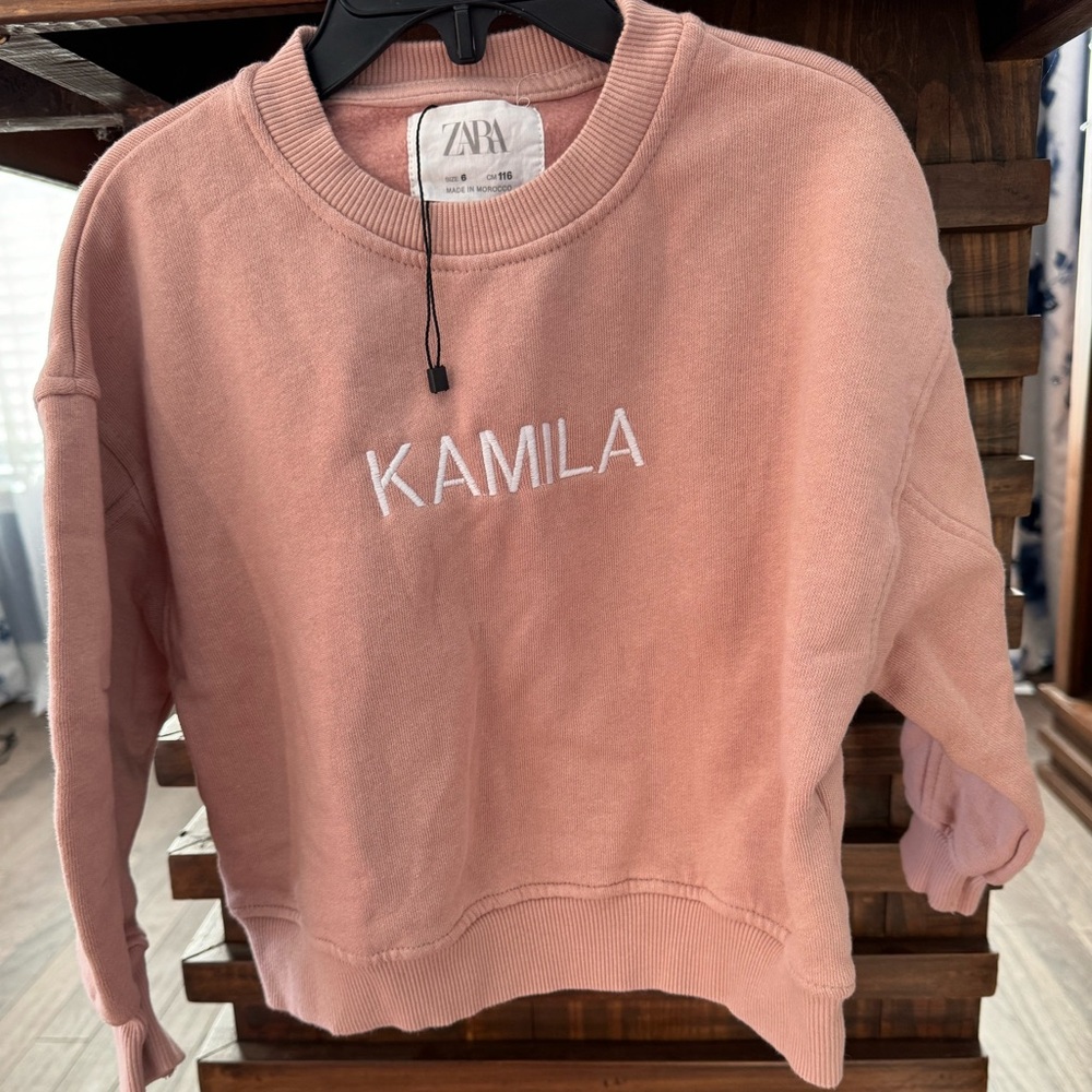 Zara size 6 kids, girls Kamila pink sweatshirt